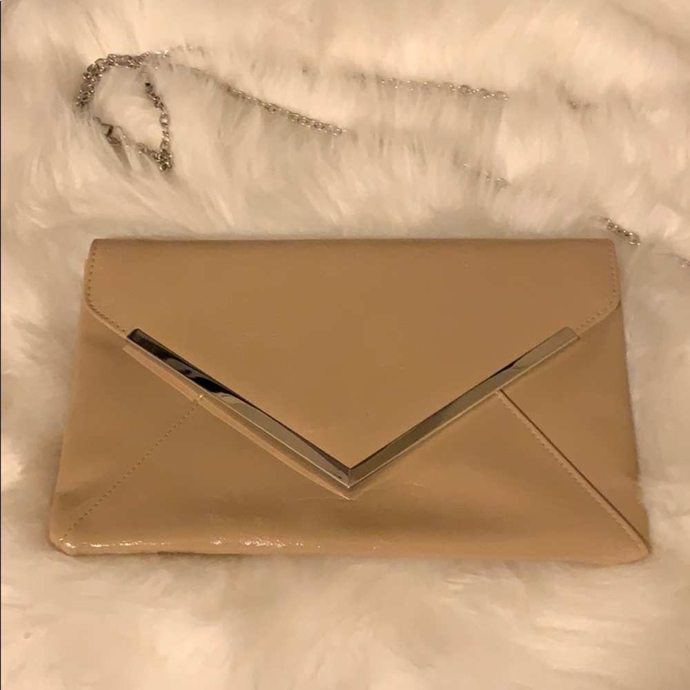 INC nude envelope clutch with detachable chain